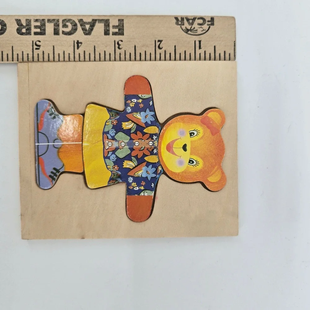 Vintage Wood N Things Dress Up Bear Puzzle Set Mix Match Montessori Toy Lot